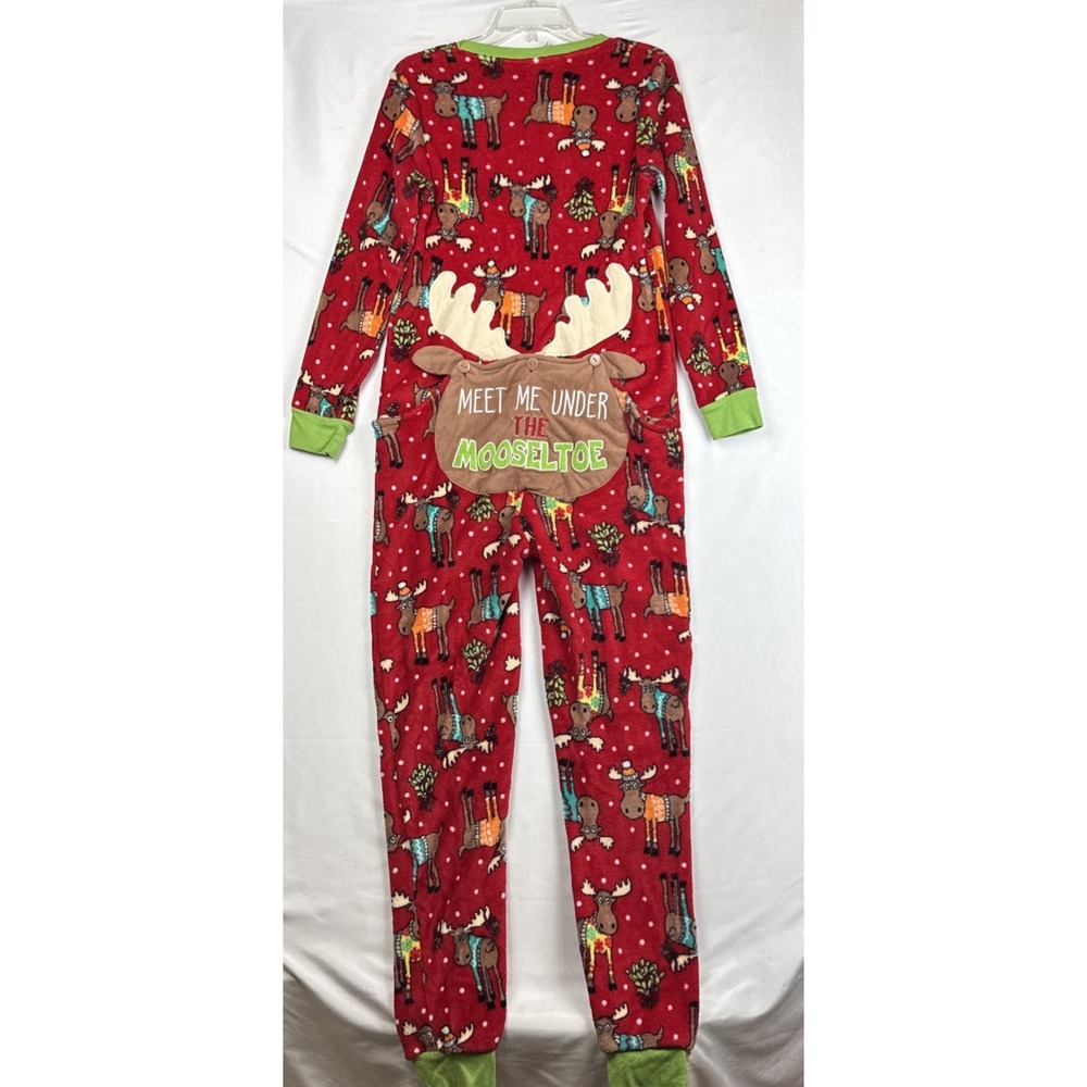 Secret Treasures Women's One Piece Zip Up Pjs Fuzzy Christmas Moose Small - Picture 2 of 7